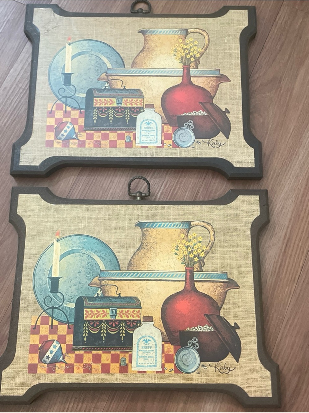 Vintage Kirby Kitchen Still Life Wall Plaques - set of 2 Home Décor
